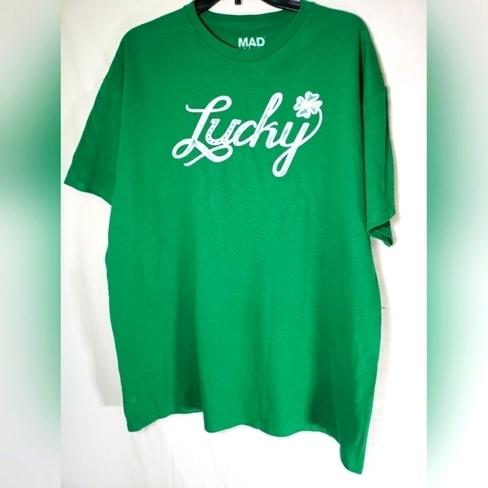 NWOT MAD Engine Green "Lucky" Short Sleeve Shirt Sz XL